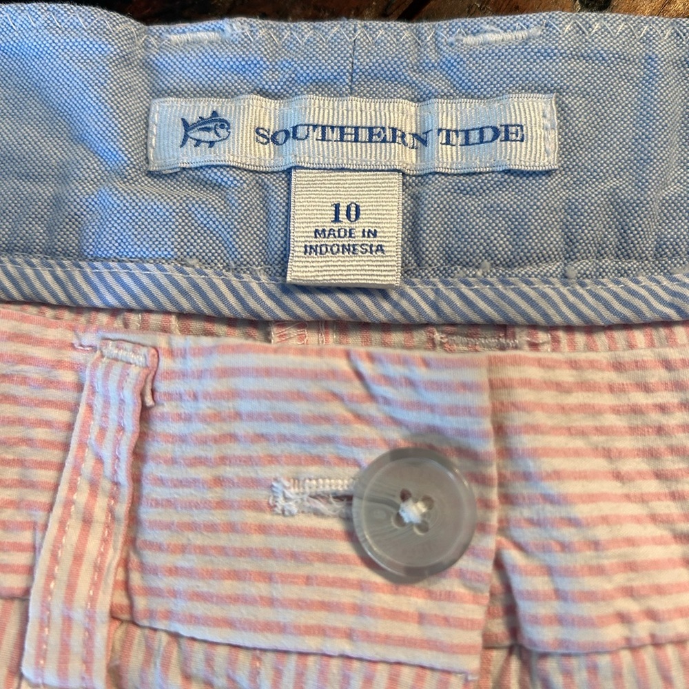 Southern Tide Pink and White Striped Shorts